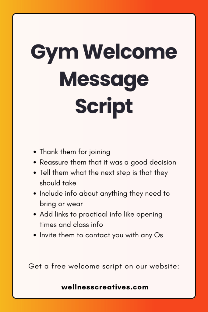 Gym Welcome Message Script Pinterest