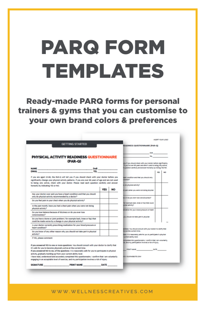 PARQ Form Template Pinterest