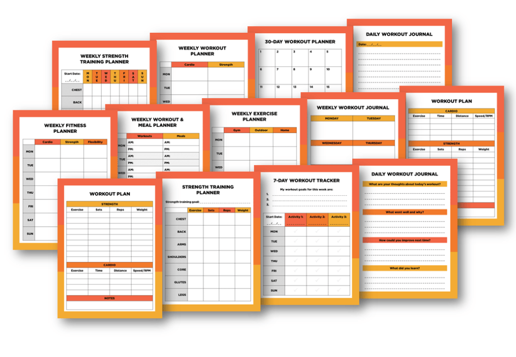 Workout Templates Bundle - Bright Theme Workout Templates Bundle - Bright Theme