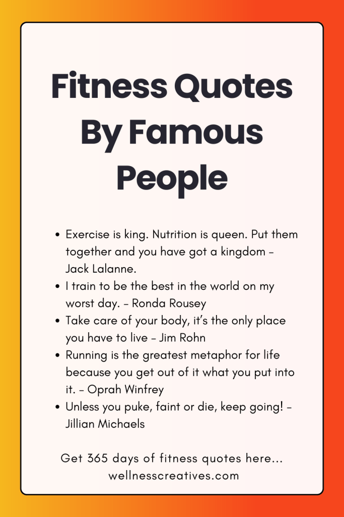List of Famous Fitness Quotes Pinterest